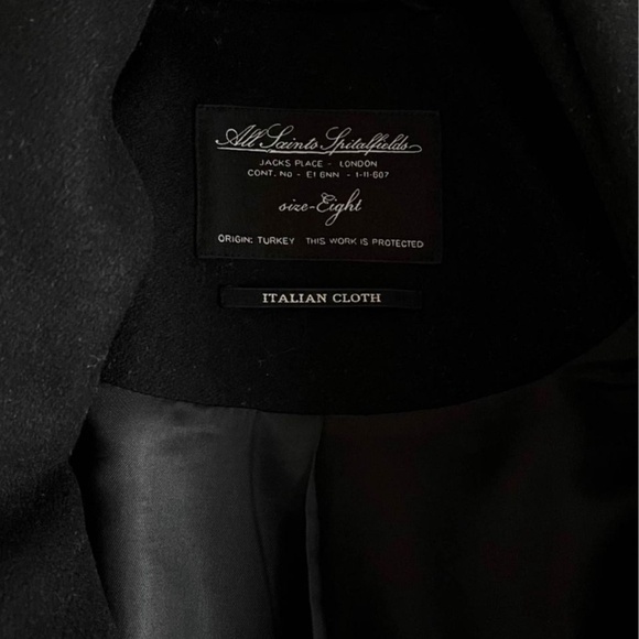 BLACK COAT. ALLSAINTS. Asymmetric shape. Coat & Jacket - Picture 7 of 8